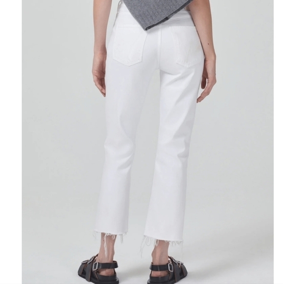 Citizens of Humanity Isola Cropped Boot in Mayfair Raw Hem White Size 25 - Picture 2 of 9